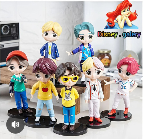 فیگورbts ست ۷ عددی برنرqposket قد ۱۵سانت دارای پایه خشک و شکننده نیست قابلیت شست و شو دارد جنسpvc