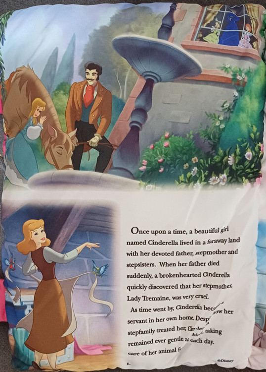 خرید بالشت کتاب داستانی در سیندرلا زبان انگلیسی سایز بزرگ نس پارچهای و پنبه قابل شستشو