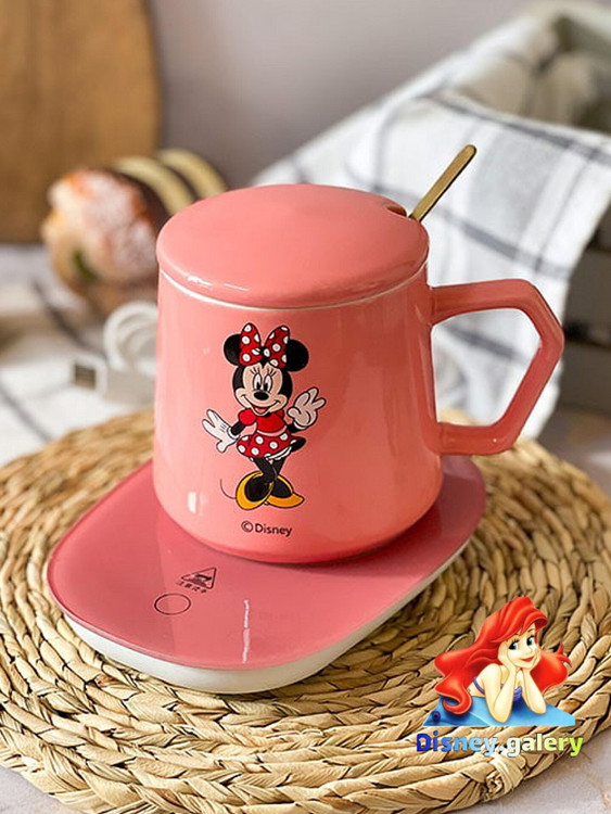 ماگ هیتر دار دیزنی طرح جعبهدار و اصل دارای قاشق و usb جنس سرامیکی