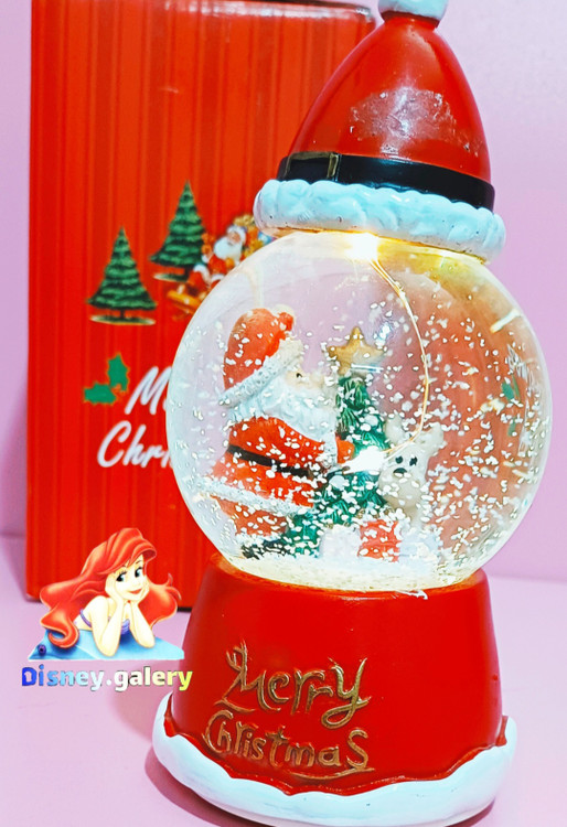 دکوری گوی موزیکال برفی مدل کریسمس و بابانوئل سایز متوسط اصل جعبهدار دارای چند موزیک و چند رنگ ال ای دی