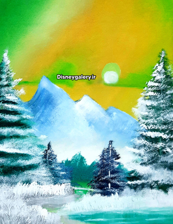 خرید بوم نقاشی رنگ روغن مدل برف زمستان