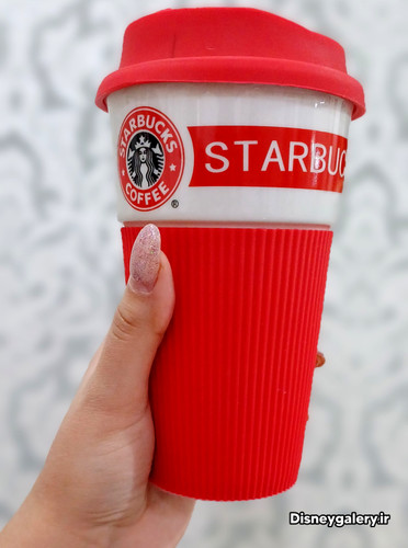 تراول ماگ سرامیکی مدل استارباکس سایز بزرگ دوجداره درب سیلیکونی