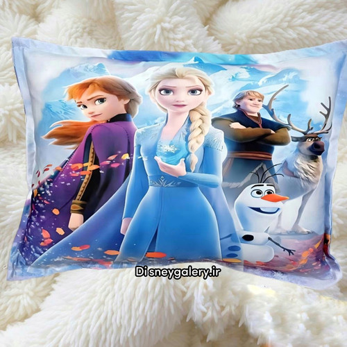 روبالشتی کارتونی دخترانه مدل فروزن السا و آنا دورو مخمل زیپ مخفی سایز بزرگ