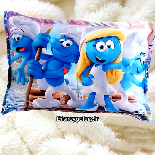 رو بالشتی عروسکی پسرانه مخمل سایز بزرگ زیپ مخفی قابل شستشو مدل انیمیشن اسمورفها smorfs