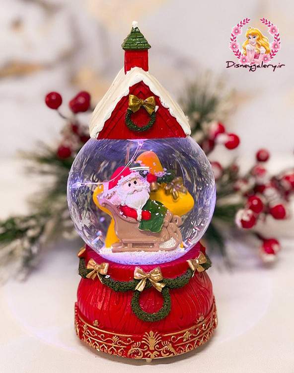 گوی موزیکال برفی مدل بابانوئل و کریسمس اورجینال جعبهدار سایز متوسط