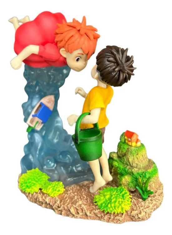 اکشن فیگور کلکسیونی انیمهای طرح پونیو و سوسوکه روی صخره مناسب برای تکمیل کلکسیون و انواع دکوری ارتفاع ۱۴ سانت جعبهدار و اصل